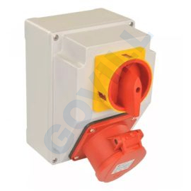 Tp Electric Szerelt ipari doboz 120×170mm IP44 3 fázisú (75x75) aljzat 5x32A 1db+kapcsoló 32A 1db